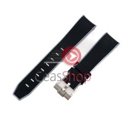 Curea silicon neagră cu margine gri capăt curbat 20mm pentru Omega Swatch