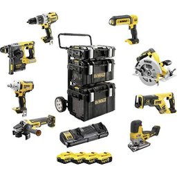 DeWalt PACHET COMBINAT DE BATERII DCK856P4, 18 Volt, CIOCAN (galben/negru, 4x Li-ion baterii XR 5.0 Ah, troler Carrier DS)