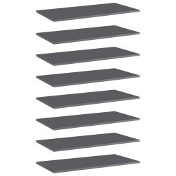 Placi biblioteca, 8 buc. gri extralucios, 80 x 40 x 1,5 cm, PAL GartenMobel Dekor