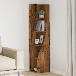 Dulap de colt Alb 32x32x140cm Lemn compozit GartenMobel Dekor