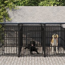 Padoc pentru caini de exterior cu acoperis, 7,51 m², otel GartenMobel Dekor