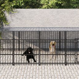 Padoc pentru caini de exterior cu acoperis, 7,51 m², otel GartenMobel Dekor
