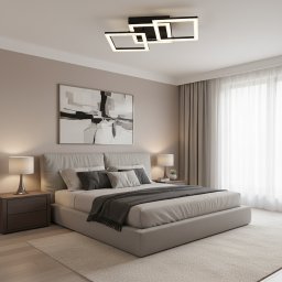 Lustra LED GEO 43W cu telecomanda, 3 patrate, dimabila, negru