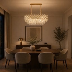 Candelabru din Cristal VECTORIA Supremo Auriu, 8xE14, 75x39 cm, Reglabil