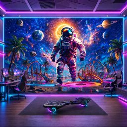 Fototapet Aventură printre Planete în Parcul Cosmic NAS2 (Alege materialul: : Autocolant Perete Laminat Lucios)