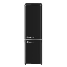 RESIGILAT - Combina frigorifica retro STARCREST SRC-250BK, Design Vintage, Clasa E, Capacitate 250 L, Termostat reglabil, Iluminare LED, H 188.3 cm, Negru