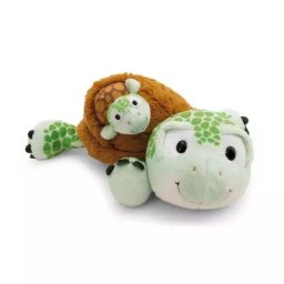 Nici Green: broască țestoasă de pluș cu pui - culcat, 28 cm