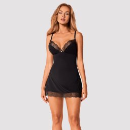 OBS Furou cu Broderie Florală și Tanga - Negru , XS/S