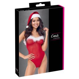 Body X-Mas cu Căciulă de Crăciun - Roșu , L/XL
