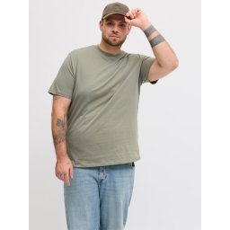 Jack & Jones Plus Tricou simplu barbati big sizes, cu decolteu la baza gatului, Bradley, Olive (SELECTATI MARIMEA: 8XL)