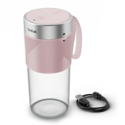 Blender portabil Tefal Lightmix BL1C07F0, 300 ml, 20.000 rpm, 2 lame, acumulator 1200 mAh, pana la 11 cicluri pe incarcare, rezultate in 40 secunde, greutate 510 g, cablu incarcare inclus, roz