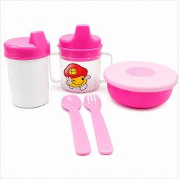 Set pentru hranire copii, 6 piese, din plastic, roz, Z-TOOLS / ZTS9101
