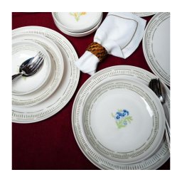 Set veselă 18 piese, porțelan, alb/multicolor
