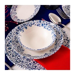 Set de veselă 18 piese alb/albastru/porțelan