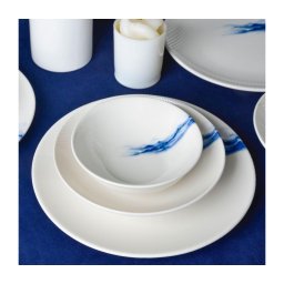 Set veselă 18 piese alb/albastru/porțelan
