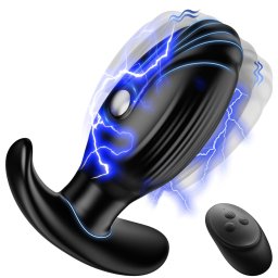 SuperLove E-Stim Vibrating Silicone Anal Plug with Remote Black