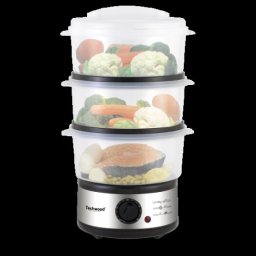 Aparat de gatit cu abur Techwood TCV-750, 3 cosuri, 7.5L, 400W