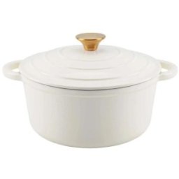 Oala din Fonta Emailata, 28 cm, 6 l, Alba, Perfect Home