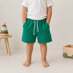 Pantalon Scurt Muselina Bumbac Organic, Culoare Verde