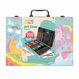 Set de desen Deluxe Unicorn cu 100 accesorii in trusa portabila