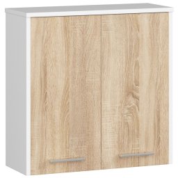 Dulap baie suspendat 60 cm, 2 usi, alb si stejar sonoma, PAL 16 mm