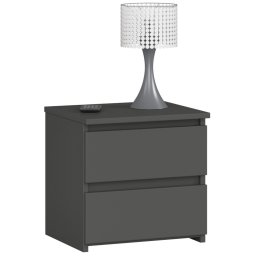 Noptiera dormitor cu 2 sertare, PAL laminat, 40x35x40 cm, gri grafit