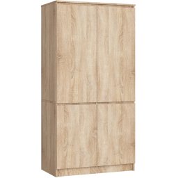 Dulap cu 4 usi, rafturi si bara pentru umerase, stejar sonoma, 90x51x180 cm