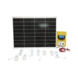 Set panou solar 75W 12-24V cu 4 becuri LED 9W, regulator, Breckner Germany