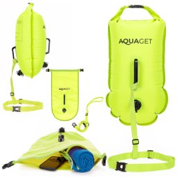 Geanta de înot etansa 2 în 1 cu geamandura gonflabila, 15 L, verde lime