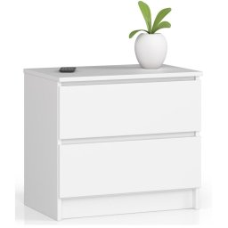 Noptiera alba cu 2 sertare din PAL laminat 16 mm, 60x40x55 cm