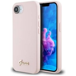 Husa Guess Apple iPhone 17e / 16e Script Metal Logo Roz