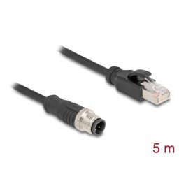Cablu de retea M12 4 pini D-coded la RJ45 PVC T-T 5m, Delock 80852