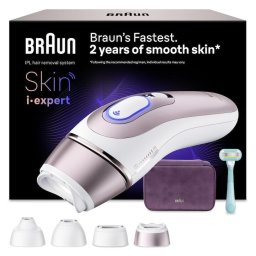 Epilator IPL Braun Skin iExpert PRO 7 PL7431 Tehnologie Skin iExpert, Feedback in timp real, 400.000 impulsuri, 10 niveluri de intensitate, 125 de impulsuri pe minut, 4 Capete Inteligente, Trusa de voiaj, Roz