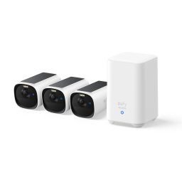 Kit supraveghere video eufyCam E40, 2K HD, Incarcare solara, MaxColour Vision, Homebase 2 + 3 camere video