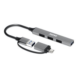 Hub USB PORT CONNECT Hub USB 4 Ports Slim Combo, USB 3.0, USB 2.0, Aluminiu