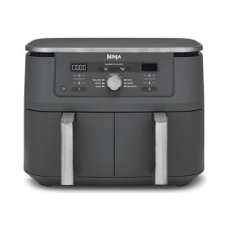 Friteuza cu aer cald Ninja Airfryer Foodi Pro DualZone DZ400EU, 2470W, 9.5L, 6 functii de gatit, 2 cosuri de 4.75L, functie Max Crisp, functie deshidratare, panou digital, cosuri si placi cu invelis ceramic, gri