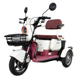 Triciclu electric Samus Kentucky-3R1-10T1000-60V20-Beige-Burgundy, 1000W, Viteza Maxima 25 km/h, Acumulator 60(512) V/ 20 Ah, Tip baterie plumb acid, Autonomie 40-60 Km,Bej-Burgundy