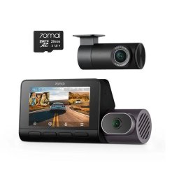 Set Camera auto DVR 70mai Dash Cam T800, 4K, 3 Obiective, (fata 4K, interior 1080p), Camera spate RC41 4K, GPS, HDR, ADAS, Card microSD 256GB, Negru