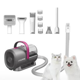 Set Petkit LM4 Aspirator, masina de tuns, aparat pentru tunderea labelor, perie de ingrijire, perie pentru indepartarea parului uscat, accesoriu pentru curatarea spatiilor inguste, furtun flexibil, pentru blana animalelor de companie, Gri
