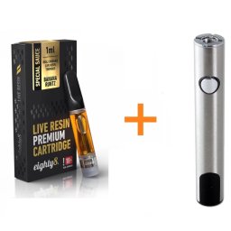 Set Baterie Vape Pen Preheat + Eighty8 1ml LIVE RESIN Pod CBD 65% 510 Banana Runtz