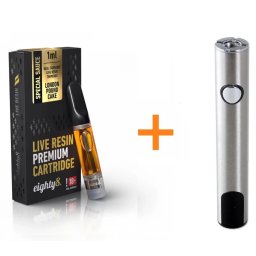 Set Baterie Vape Pen cu Preheat + Eighty8 1ml LIVE RESIN Pod CBD 65% 510 London Pound Cake