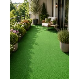 Mocheta tip Gazon Artificial Basic, Lungime Fir 7 mm, Latime 2.5m, Marime 250 x 1200 cm, Verde, Antialergic, Polipropilena, Curte, Terasa, Balcon, Piscina, Loc de Joaca, Gradinita, Cresa