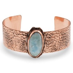 Bratara unicat din Cupru cu Larimar oval