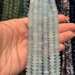 Sirag Agat bleu rondele 8mm, 38cm