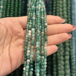 Sirag Agat dantelat verde sfere sfere 6mm, 38cm