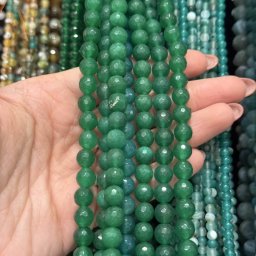 Sirag Agat verde sfere fatetate 8mm, 37-40cm