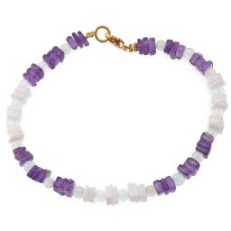 Bratara Ametist si Opal alb patratele 5mm, Acvamarin sfere 4mm