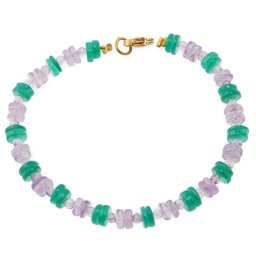 Bratara Onix verde si Ametist lavanda rondele 6mm si sfere 3mm