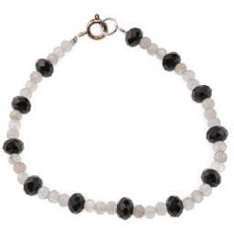 Bratara Labradorit discuri fatetate 4mm si Turmalina neagra discuri fatetate 6mm