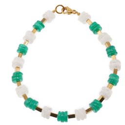 Bratara Onix verde si Piatra lunii rondele 6mm si Hematit auriu